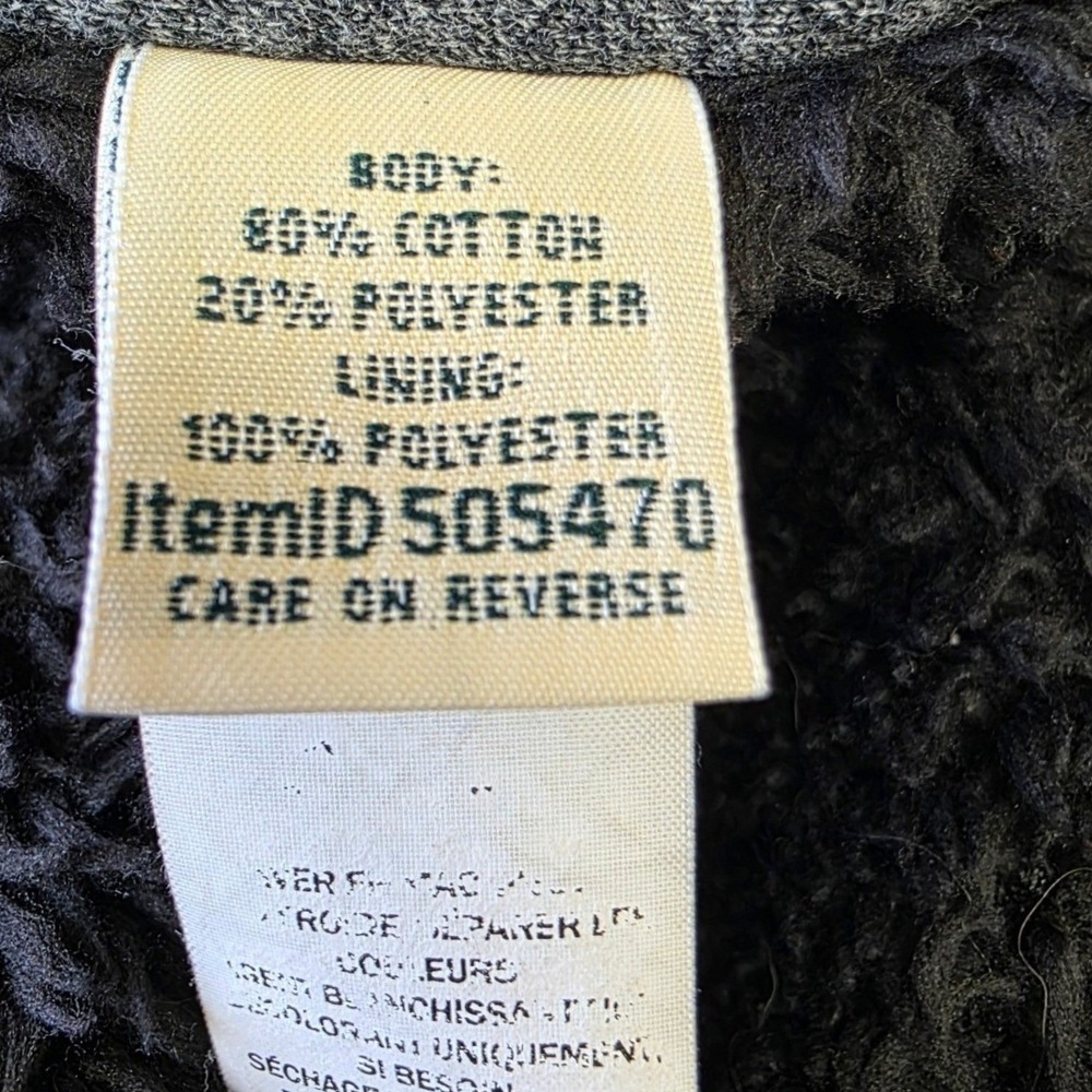 LL Bean Womens XL Gray Sherpa Lined Open Front Fleece Cardigan Jacket - Picture 4 of 8